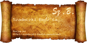Szadeczki Beáta névjegykártya