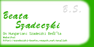 beata szadeczki business card